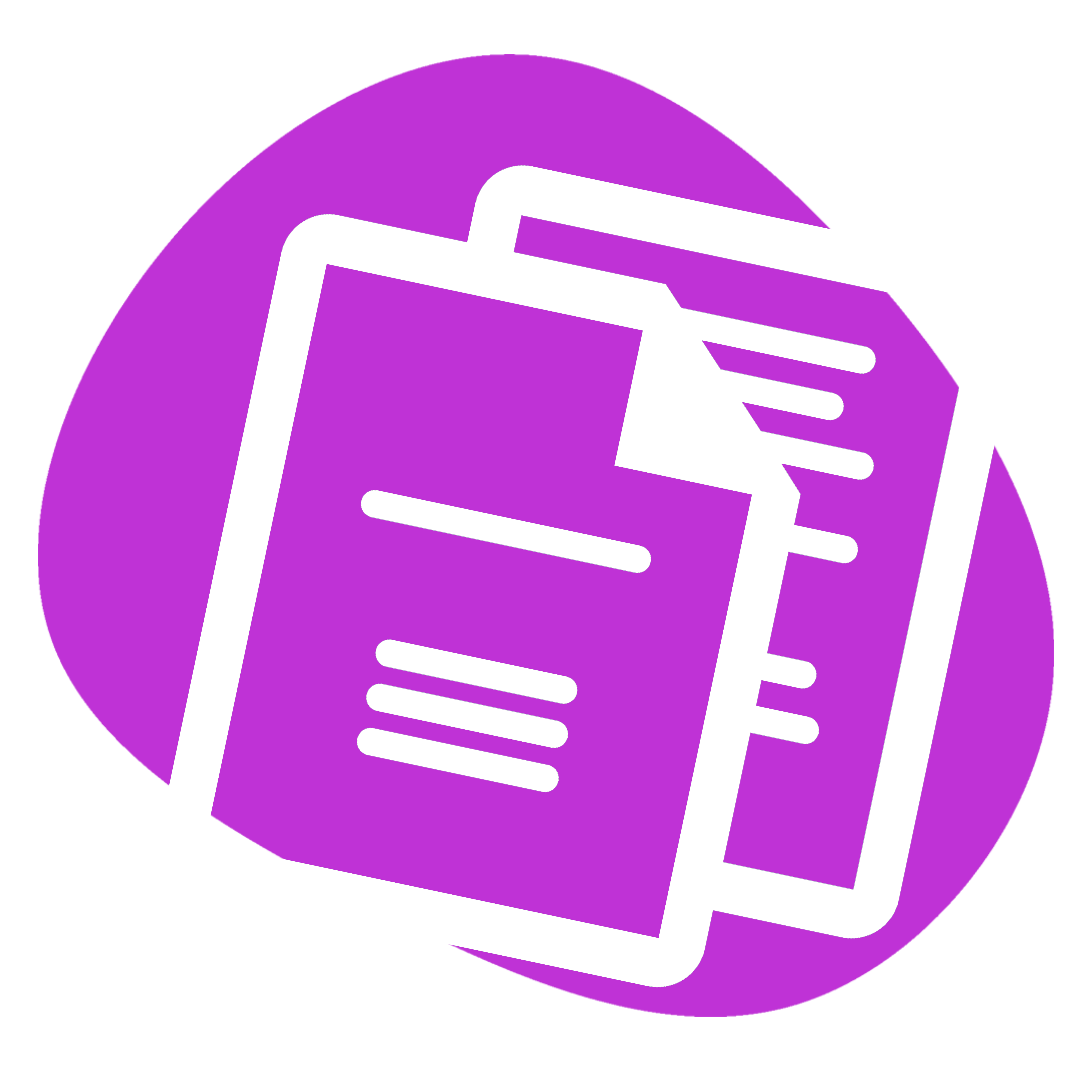 A fuchsia blob with an overlay of a document icon in white