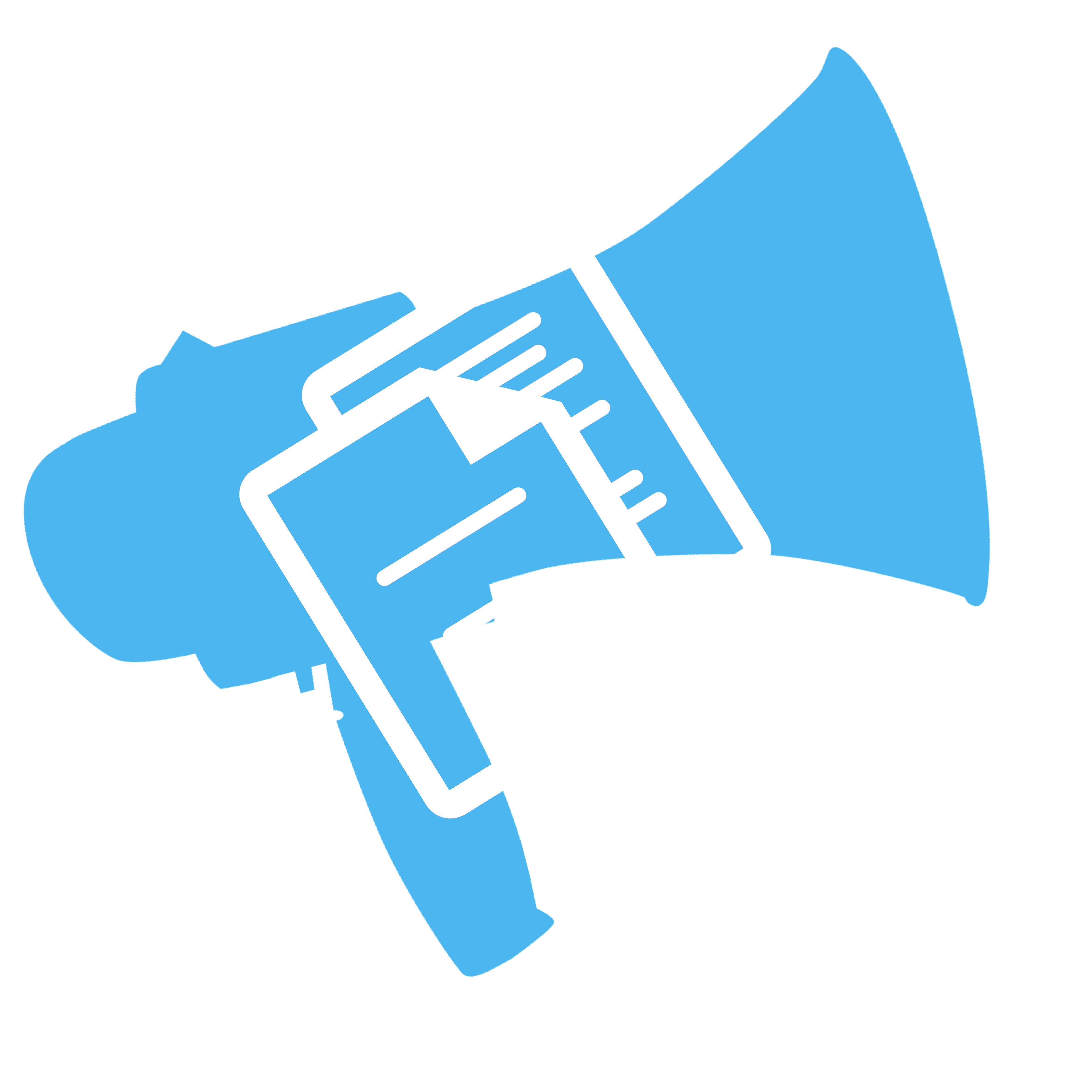 An icon of a megaphone with the icon of a document overlayed