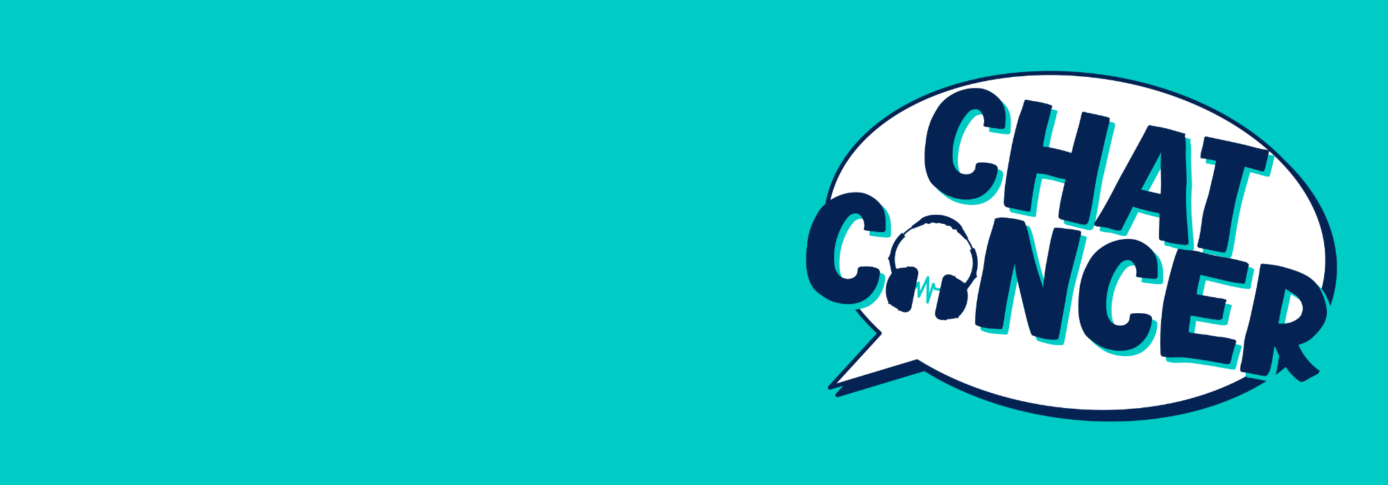 The Chat Cancer logo which are the words Chat Cancer in a speech bubble on a teal background