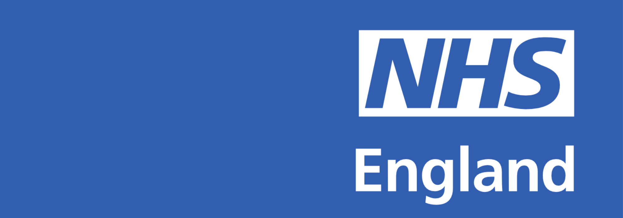 The NHS England logo in white on a blue background